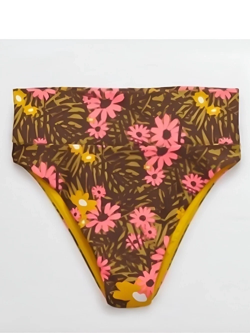 Aerie - Flower Print High-Rise Cheeky Bikini Bottoms - Picture 3 of 5